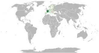 Location of France (dark green) in the European Union (green)