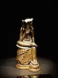 Semi-seated Bodhisattva Maitreya, Silla, early 7th century. Gilt bronze, h. 17.1&nbsp;cm. National Museum of Korea.