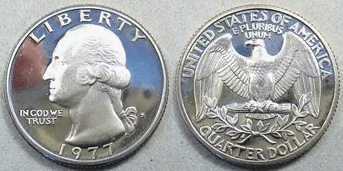 U. S. Washington quarter which, as it happens, includes a tail on its tail