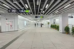 Transfer passageway within paid area