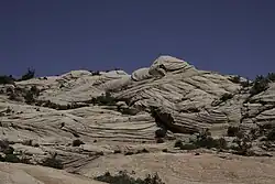 Top of Yant Flat trail: spectacular cross-bedding in fossil sand dunes in the Navajo sandstone