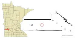 Location of St. Leo within Yellow Medicine County, Minnesota