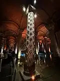 Unique "peacock-eyed" column in the Basilica Cistern
