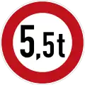 Sign 263–5,5 Total vehicle weight limit (5.5 tonnes)