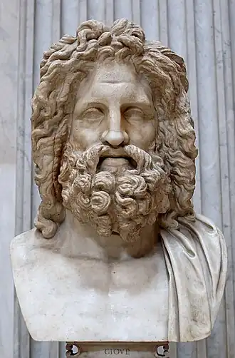 Bust of Zeus, with full beard and hair