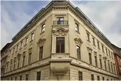 One of the district's three Zichy Palaces (Lipót Havel), 1897), Lőrinc pap tér 2. Built for Count Nándor Zichy. Today the Hotel Palazzo Zichy.