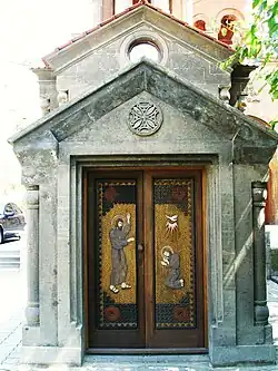 Doors leading to the Chapel of Saint Ananias' below the belfry