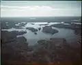 Aerial view of the lakes and forests of Quetico Provincial Park, 1958