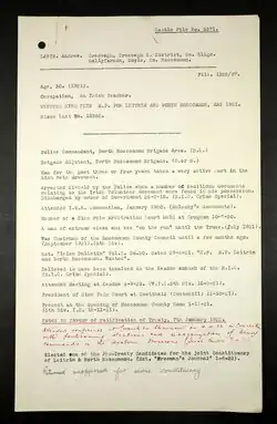 Military intelligence file for Andrew Lavin