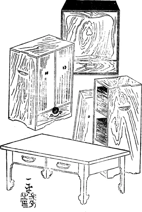 A Writing-table and Book-cases.