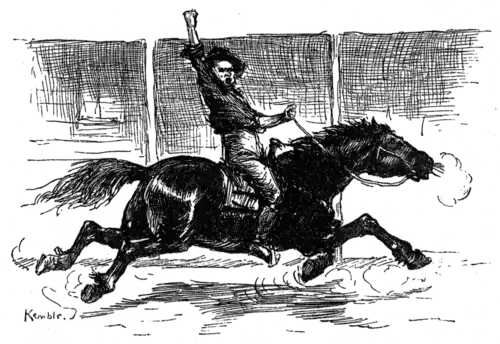 man riding a horse and waving his arm