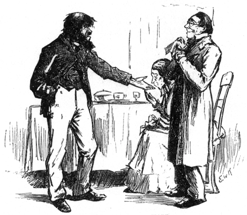 two men and a woman talking