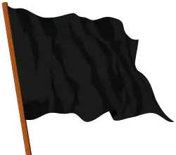 Computer generated image of a black flag waving in the wind.