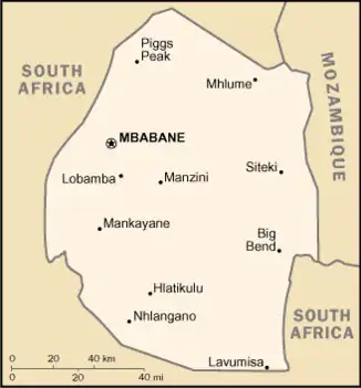map of Swaziland
