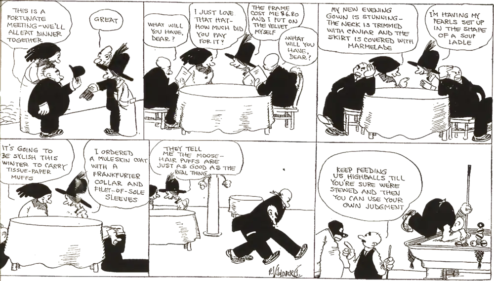 A cartoon of a couple going out to dinner