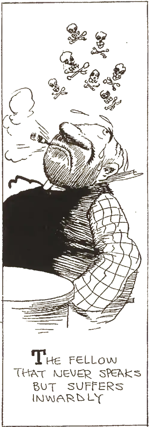 A cartoon of a man who suffers while playing poker