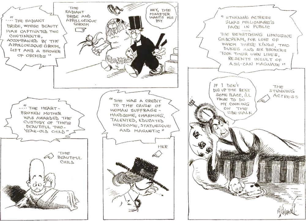 A series of cartoons about ugly women