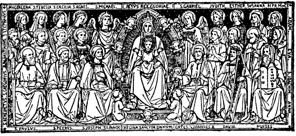The Christ Child as the King of Glory with Mary enthroned as Queen of All Saints.