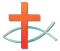 Christian cross and ichthys symbols