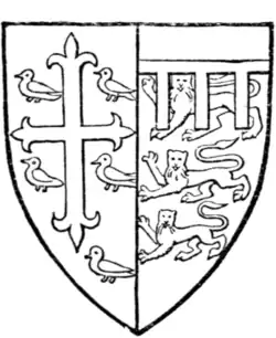 Fig. 712.—Thomas de Mowbray, Duke of Norfolk (d. 1400). (From a drawing of his seal, MS. Cott., Julius, C. vii., f. 166.) Arms, see page 465.
