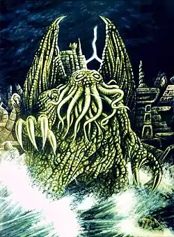Cthulhu rising from the island R'lyeh