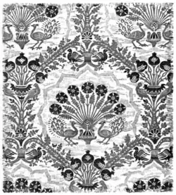 Fig. 7.—Silk stuff of Oriental design, woven at Venice in the 15th century. (South Kensington Museum.)