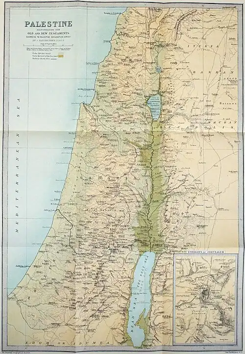 PALESTINE ILLUSTRATING THE OLD AND NEW TESTAMENTS. ACCORDING TO PALESTINE EXPLORATION SURVEY.