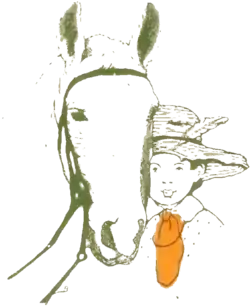 A boy standing next to a horse