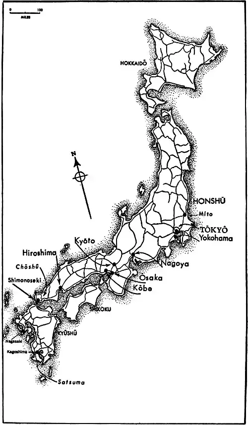 Major railway lines of Modern Japan