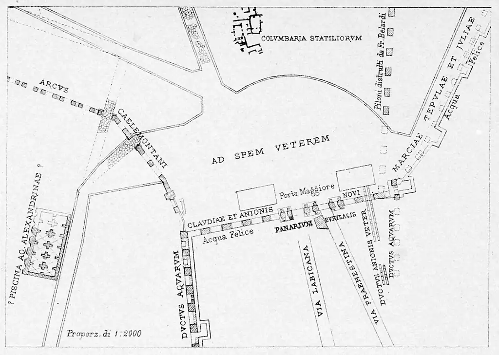 Map of the region of Rome called Ad Spem Veterem