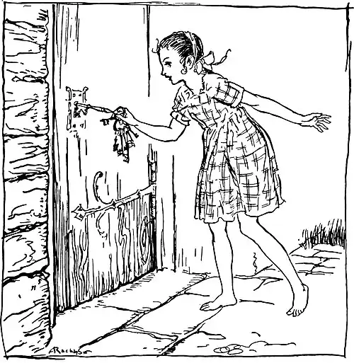 Nichette took the bunch of keys and tiptoed up to the gate in the wall behind the rosebush.