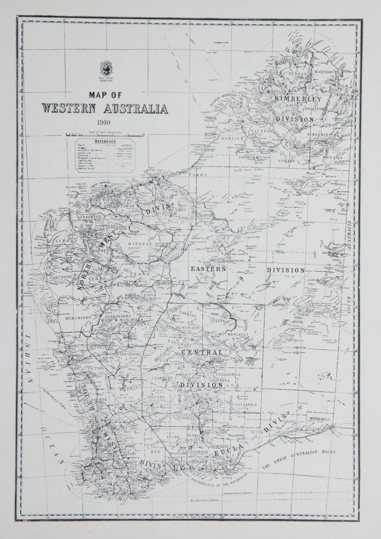 1910 map of Western Australia