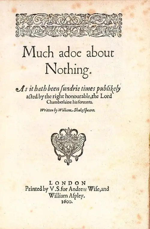 The title page from the Quarto of 1600, including the title, author, and information about publication
