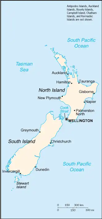 map of New Zealand