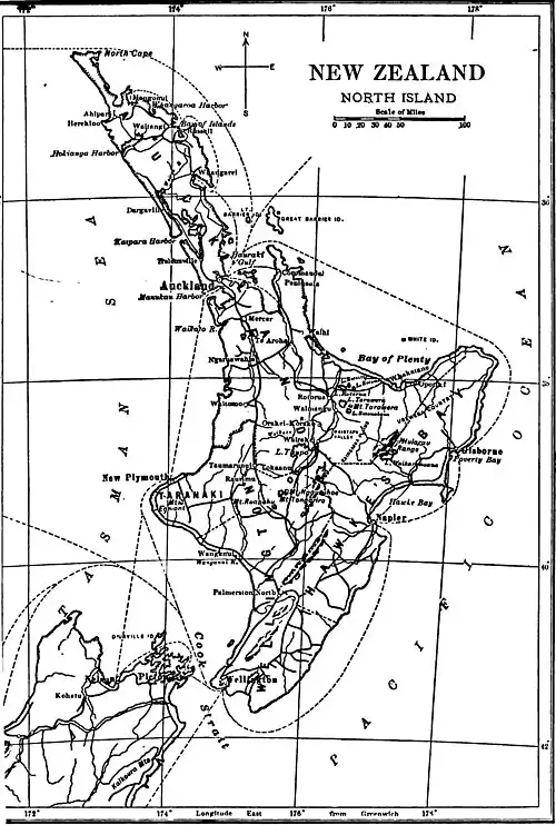 New Zealand, North Island map.