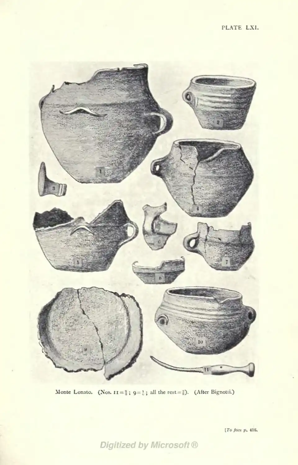 Monte Lonato. (Nos. 11 = ⅔; 9 = 1/6 ; all the rest = 2/9). (After Bignotti.) [To face p. 418.