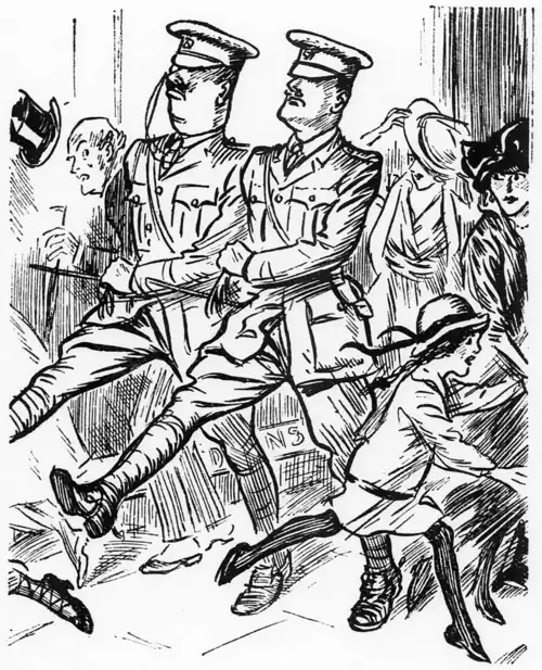 Relapses into silence again.
Picard (gaily). A song! a song!
Charlier (in an agonised whisper). You fool, none of us can sing!
Picard. What about the girl who sang the recruiting song before the play began? Isn't she behind the scenes still? (Cracking his biscuit.) Well, let's have a dance anyway. We must make the thing go. Waiter, another glass of milk.
Enter Judge Hallers in scowl and muffler.
Charlie (enthusiastically). Ha! The Baron!
Hallers. I mean business to-night, boys. Look at this! (He produces a dagger and a pistol.)
Charlier. What a man![He throws away his pea-shooter in disgust. Jacquot, who has just begun to strop a fish-knife, realizes that he has been outdone in devilry, and gives it back to the waiter. Picard replaces his knotted handkerchief.
Hallers. Yes, boys, I've got a crib for you to crack to-night. It's Judge Hallers' house. (A loud bumping noise is heard from the direction of the counter.) What's that?
It is Inspector Heidegg. (Raising his head incautiously, in order to catch his first sight of the notorious Baron, he has struck the top of his skull against the counter and is now lying stunned.)
All. A spy!
Hallers. Bring him out... Ha! Who is he? Is that his own beard or Clarkson's?
Charlier. It's a police inspector in a false beard!
Mr. Bourchier (contemptuously). A real artist would have grown a beard. (Producing his knife.) He must die.
(There is a loud noise without.)
Noise without. Open! Bang-bang. Open! Bow-wow, bow-wow.[It is the police and the two dachshunds.
[They escape as the dachshunds enter.
Last Act.
Scene: Next morning at Judge Hallers.
Dr. Ferrier. Good morning, Judge. I've come with that other thermometer. I have ventured to tie a piece of string to it, so that in case the—er—temperature goes down again——— But what's happened here? You seem all upset.
Hallers. Burglary. I dropped asleep at my desk here last night, and when I wake up I find that a criminal called The Baron and two accomplices have burgled my house. The Baron escaped, but Heidegg caught the others.
Ferrier. Extraordinary thing. What theatres have you been to lately?
Hallers. Only the Garrick. (Enter Heidegg.) Well, anything fresh to report, Inspector?
Heidegg. Yes, Judge. The prisoners say that you are The Baron. But they say you had a muffler on last night. That might account for our dachshunds missing the scent.
Hallers. Good heavens, what do you make of this, Doctor?
Ferrier (picking up programme). Cases showing prevalence of this mental disorder———
Hallers. You mean I am a dual personality! (Covers his face with his hands.)
Ferrier. Come, come, control yourself.
Hallers (calmly). It is all right; I am my own man—I mean my own two men again. What shall I do?
Ferrier. You must wrestle with your second self. I will hypnotise you. (He glares at him.)
Hallers (after a long pause). Well, why don't you begin?
Ferrier. You ass, I'm doing it all the time. This is the latest way... There! Now then, wrestle![A terrible struggle ensues. After what seems about half an hour the Judge, panting heavily, gets The Baron metaphorically down on the mat, and———
Ferrier. Time! (Replacing his watch.) That will do for to-day. But continue the treatment every morning—say for half an hour before the bath. Good day to you.
Hallers. Wait a moment; you can't go like this. We must have a proper curtain. Ah, here's my fiancée. Would you——— Thank you![The Doctor leads her to the Judge, who embraces her.
Curtain.
A. A. M.
"It was dark, and as he stumbled on his way he called out, 'Are you there, Fritz?' A French soldier with a knowledge of German shouted back, 'Here.'"—Daily Mail.
At the critical moment his knowledge of German seems to have failed him.
From the report of the Manchester Medical Officer of Health:—
"An important step forward was taken in 1909, when an Order of the Local Government Board made Tuberculosis of the Lungs obligatory on the Medical Officers of the Poor Law Service; in 1911 a second Order extended the obligation to other Institutions."
So far, luckily, the Order has not been extended to journalists. Regarding it, however, from the standpoint of the onlooker, we think that the L. G. B. has gone a little beyond its powers.
WHY HAVE WE NO SUPERMEN LIKE THE GERMANS?
![