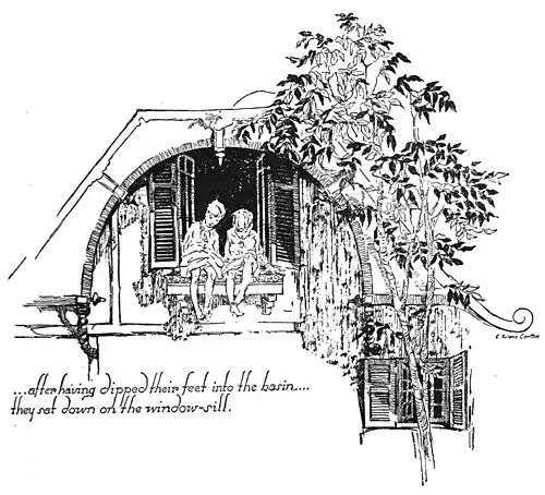 … after having dipped their feet into the basin … they sat down on the window-sill.