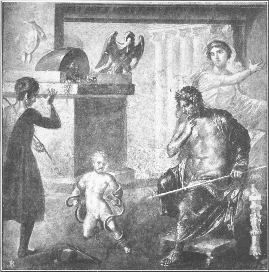 Painting of The Infant Hercules Strangling the Serpents at Pompeii