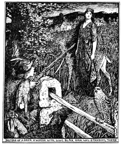 Instead of a deer a woman with long black hair was standing there