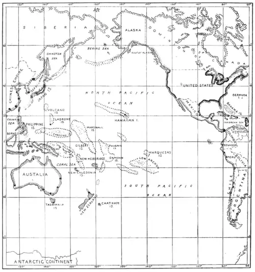 Map showing the Condition of the Coast Surveys of the World