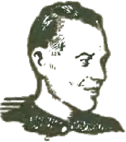 A drawing of a man facing the side