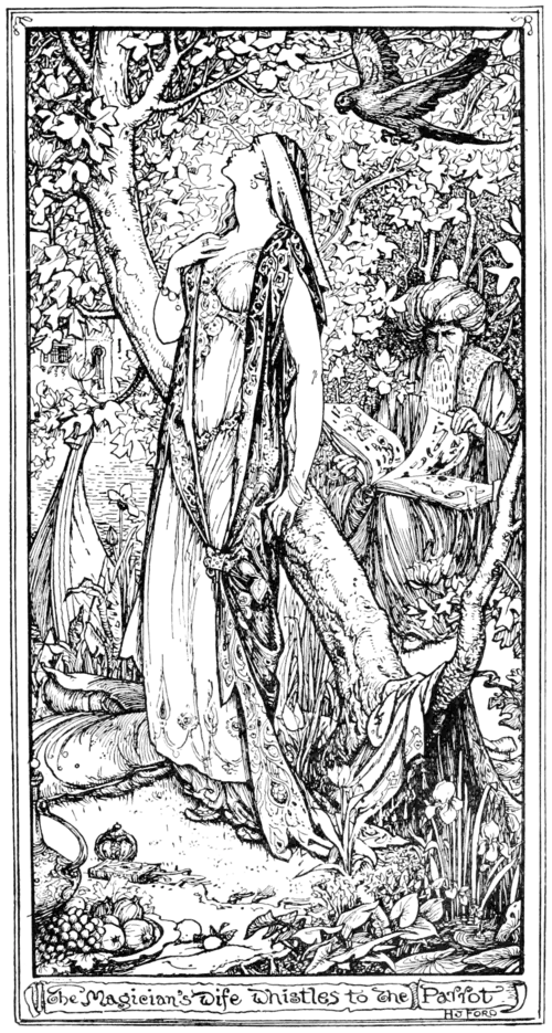 The Magician’s Wife whistles to the Parrot