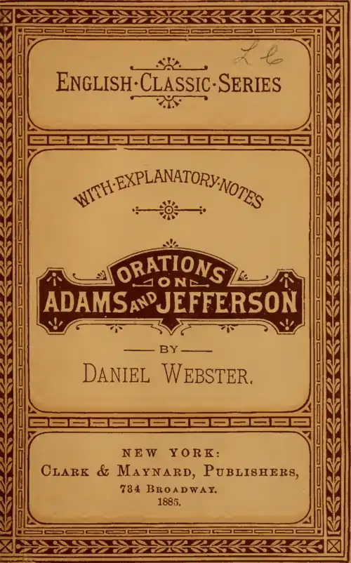 The first title page of "Adams and Jefferson" (1885)