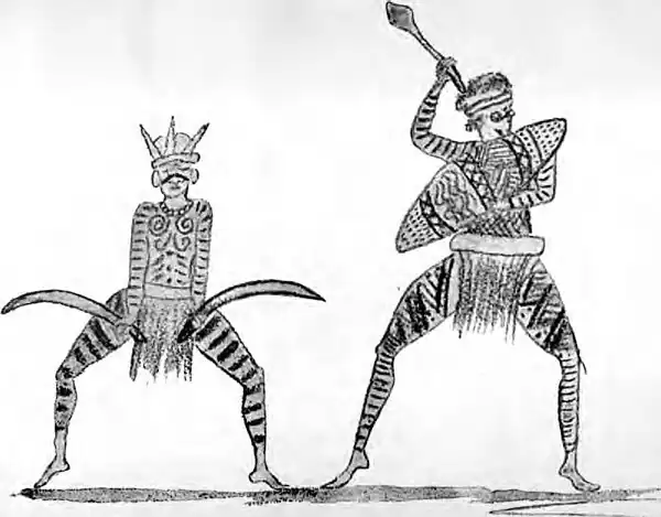 Two natives preparing for a corroboee