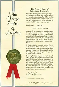 1996 United States Patent Cover