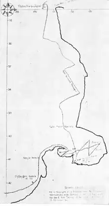 Tasman's Chart - original map of Cape Foulwind