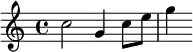{ \time 4/4 \relative c'' { c2 g4 c8 e | g4 } }